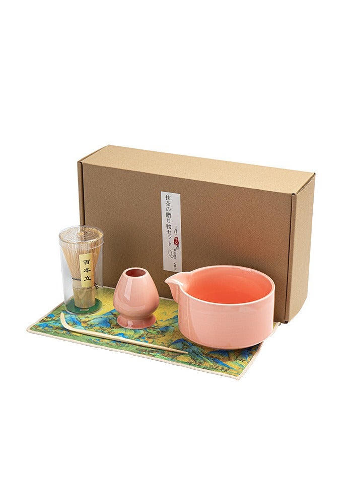 Matcha Whisk Set - Matcha Bowl and Whisk, 20 OZ, Matcha Whisk Stand (Ceramic Chasen Holder), with Spoon and Tea Cloth-5Pcs Matcha Kit for Matcha Tea Ceremony Gifts (Light Pink) - Image 1