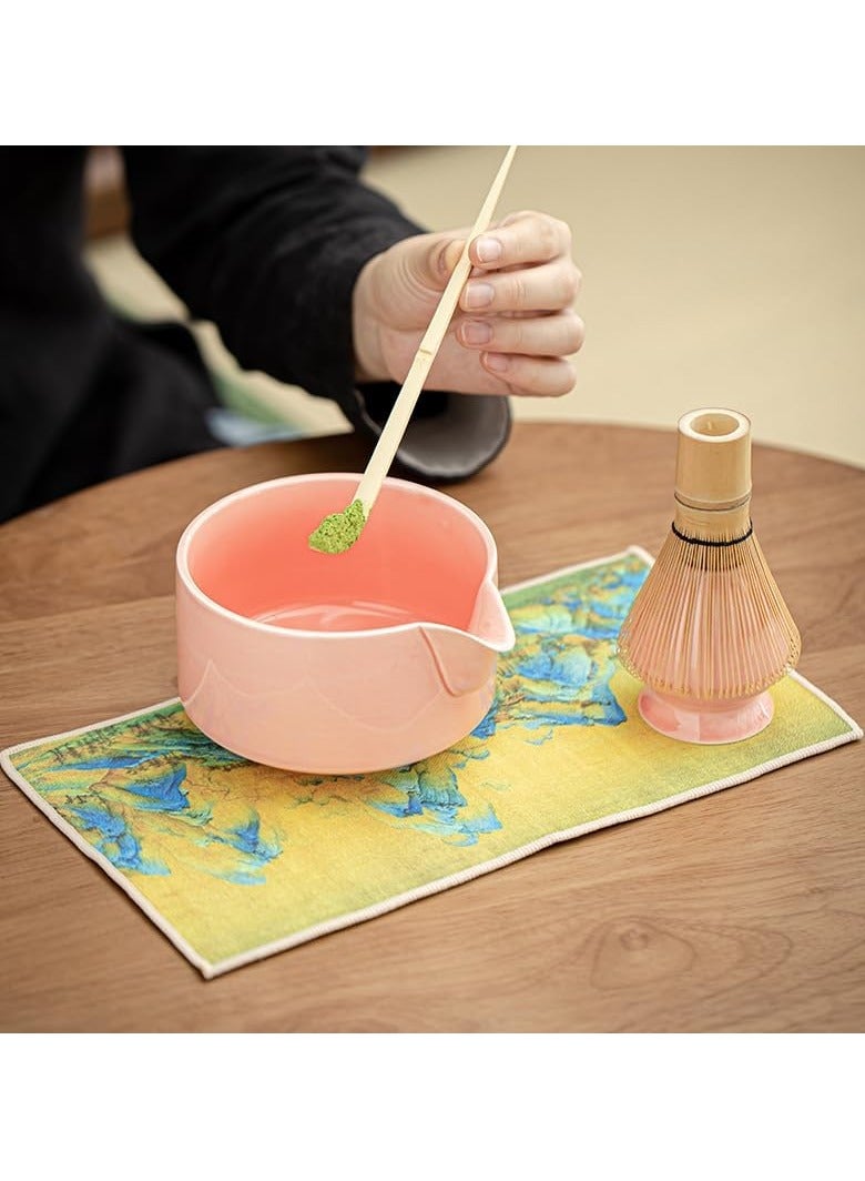 Matcha Whisk Set - Matcha Bowl and Whisk, 20 OZ, Matcha Whisk Stand (Ceramic Chasen Holder), with Spoon and Tea Cloth-5Pcs Matcha Kit for Matcha Tea Ceremony Gifts (Light Pink) - Image 5