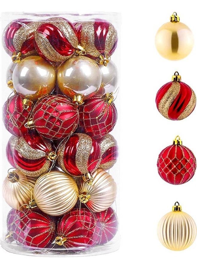 NIBEMINENT 30-Piece Tree Decoration Hanging Ball Ornaments Red/Golden - Image 1