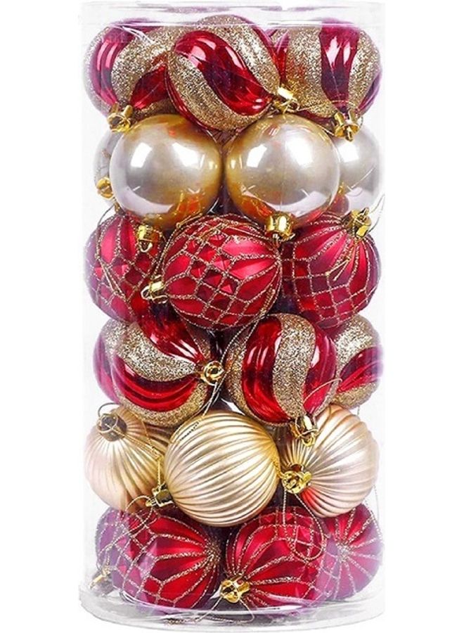NIBEMINENT 30-Piece Tree Decoration Hanging Ball Ornaments Red/Golden - Image 3