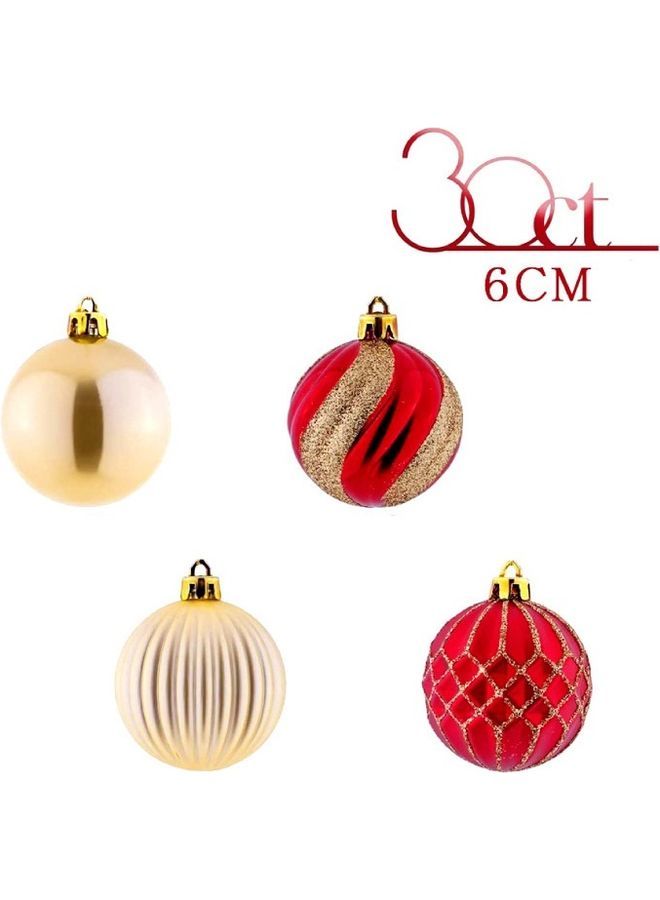NIBEMINENT 30-Piece Tree Decoration Hanging Ball Ornaments Red/Golden - Image 2