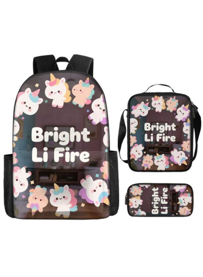 واضح من النار حقيبة كرتونية من ثلاث قطع، يسهل التعامل معها في مناسبات مختلفة (متوفرة للطلاب والأطفال والأصدقاء في النزهايات وتسلق الجبال والتعليم المدرسي وما إلى ذلك) | الكتفين + حقائب اليد + حقائب القرطاسية | موسم العودة إلى المدرسة / هدايا المهرجان - 59 - Image 2