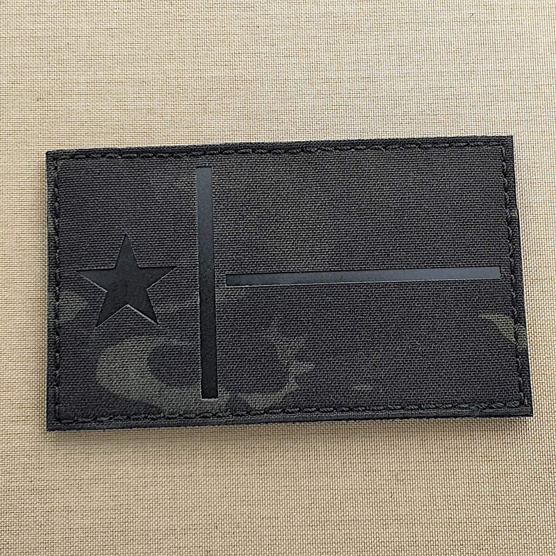 Jumbo 3x5 Texas IR State Lone Star Flag Morale Tactical Fastener Patch Multicam Black