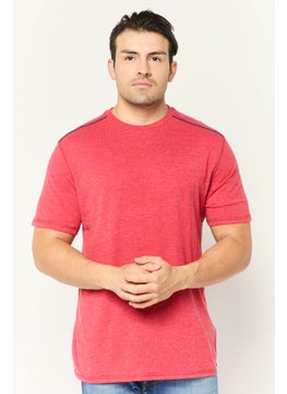 Men Crew Neck Short Sleeve Heather T-Shirts, Red