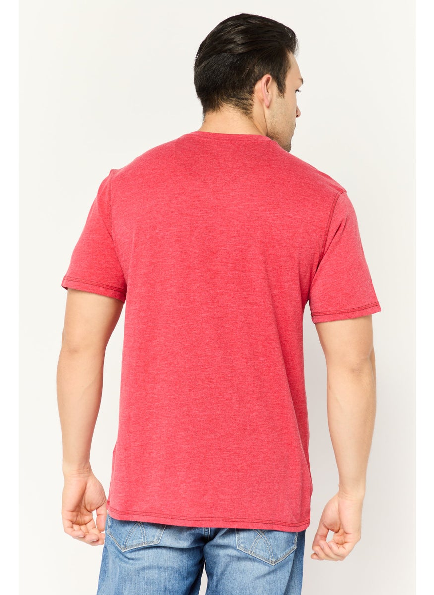 Company Eighty One - Men Crew Neck Short Sleeve Heather T-Shirts, Red - Image 1