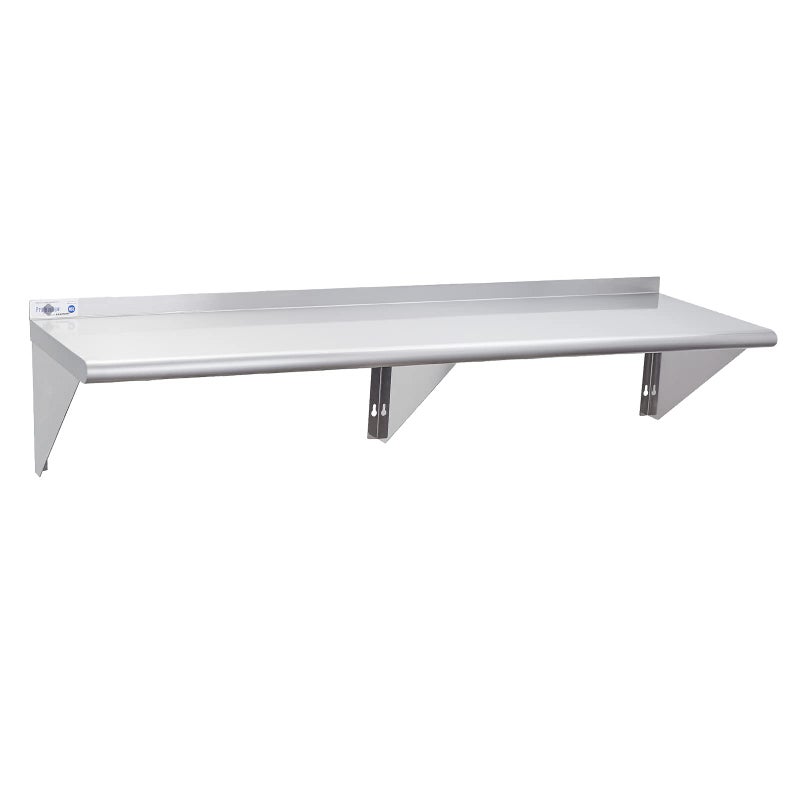 Profeeshaw NSF Stainless Steel Shelf 14 x 60 400 lb Commercial Shelves Wall Mounted Metal Shelving with Backsplash and 2 Brackets for Restaurant Bar Utility Room Kitchen and Garage