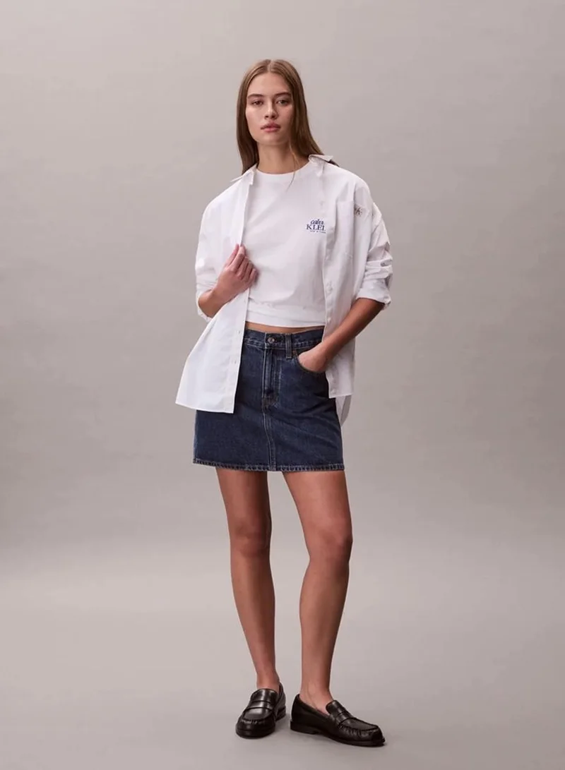 Calvin Klein Bright White Relaxed Embroidered Logo T-Shirt for Women | Best Price UAE