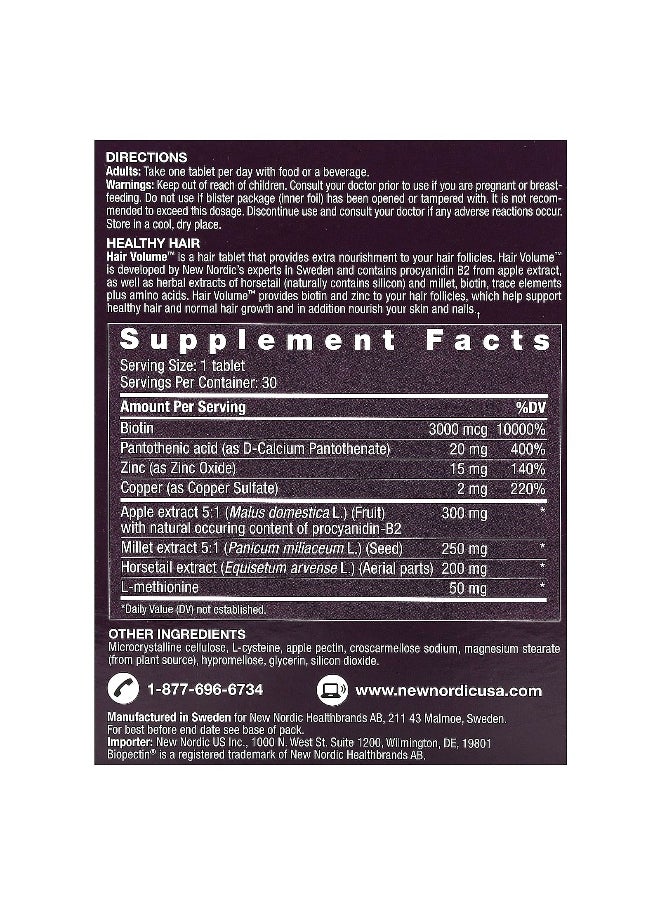 New Nordic - New Nordic, Hair Volume with Botanicals, 30 Tablets - Image 1