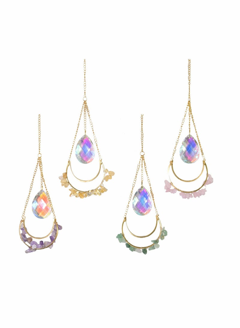SYOSI Colorful Crystals Sun catcher, 4PCS Hanging Chain Sun Catcher Decorations, Ornaments for Gardens Windows Home Party Wedding Rainbow Maker Crystal Prisms Decor, Indoor / Outdoor  - Image 1