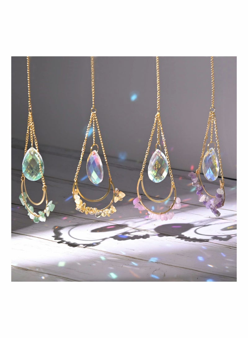 SYOSI Colorful Crystals Sun catcher, 4PCS Hanging Chain Sun Catcher Decorations, Ornaments for Gardens Windows Home Party Wedding Rainbow Maker Crystal Prisms Decor, Indoor / Outdoor  - Image 2