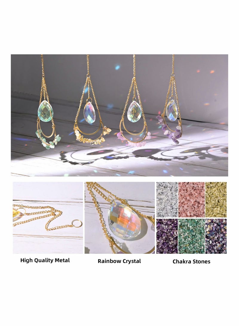 SYOSI Colorful Crystals Sun catcher, 4PCS Hanging Chain Sun Catcher Decorations, Ornaments for Gardens Windows Home Party Wedding Rainbow Maker Crystal Prisms Decor, Indoor / Outdoor  - Image 4