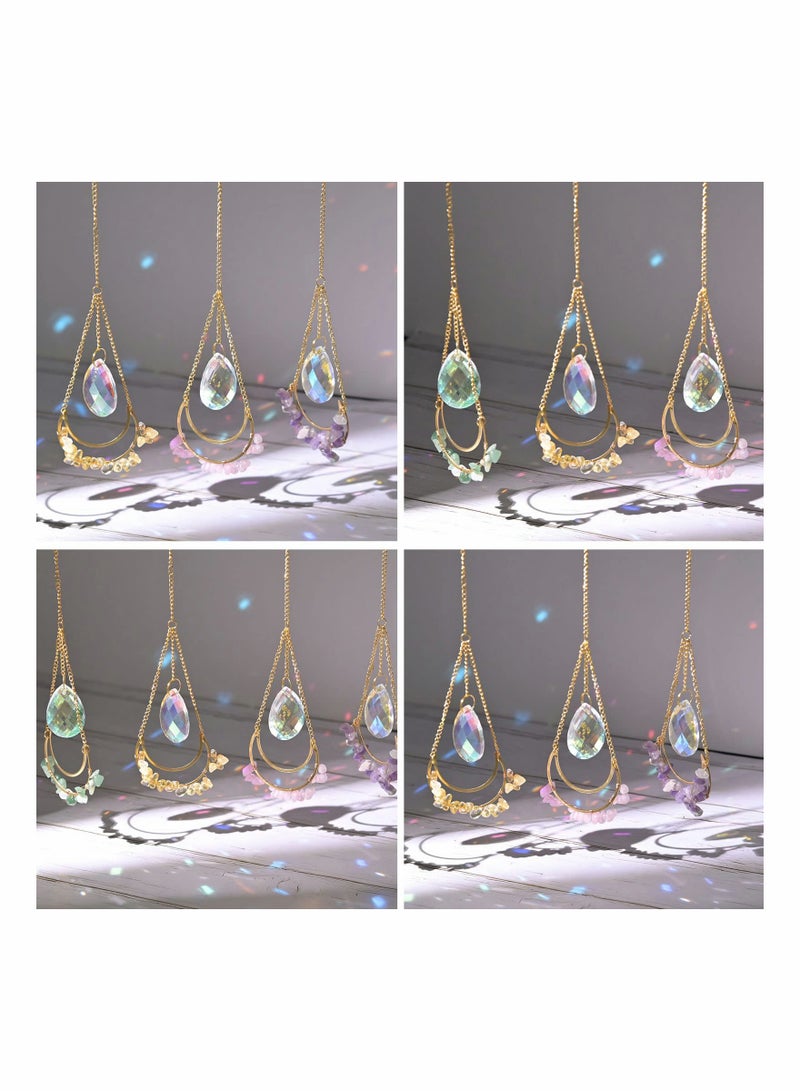 SYOSI Colorful Crystals Sun catcher, 4PCS Hanging Chain Sun Catcher Decorations, Ornaments for Gardens Windows Home Party Wedding Rainbow Maker Crystal Prisms Decor, Indoor / Outdoor  - Image 5