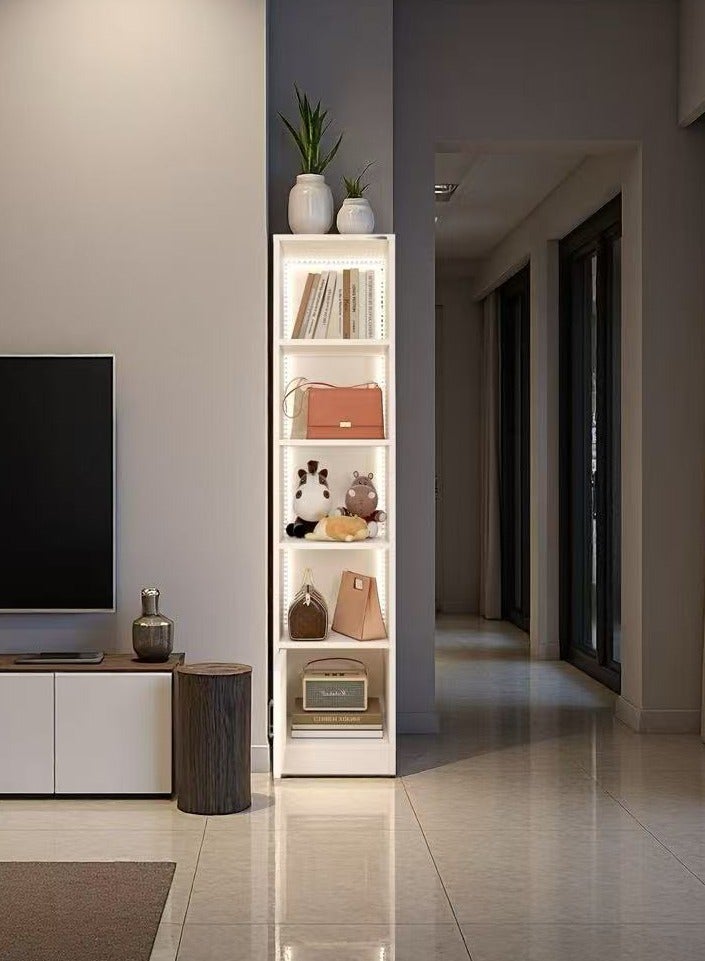 Bookcase with LED Lights - 4-Tier Open Bookshelf, Corner Display Cabinet & Handbag Storage Cabinet, Freestanding Storage Cabinet for Home Office Living Room Bedroom (SGG035) - Image 4