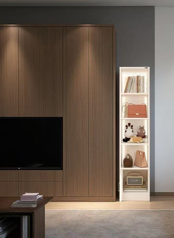 Bookcase with LED Lights - 4-Tier Open Bookshelf, Corner Display Cabinet & Handbag Storage Cabinet, Freestanding Storage Cabinet for Home Office Living Room Bedroom (SGG035) - Image 2