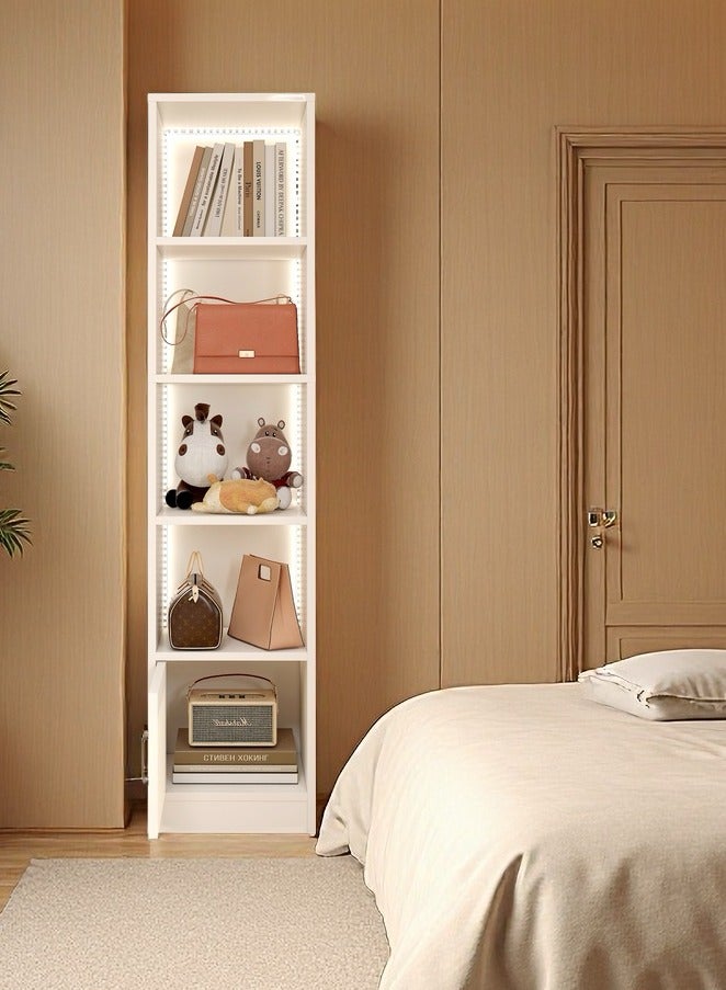 Bookcase with LED Lights - 4-Tier Open Bookshelf, Corner Display Cabinet & Handbag Storage Cabinet, Freestanding Storage Cabinet for Home Office Living Room Bedroom (SGG035) - Image 1