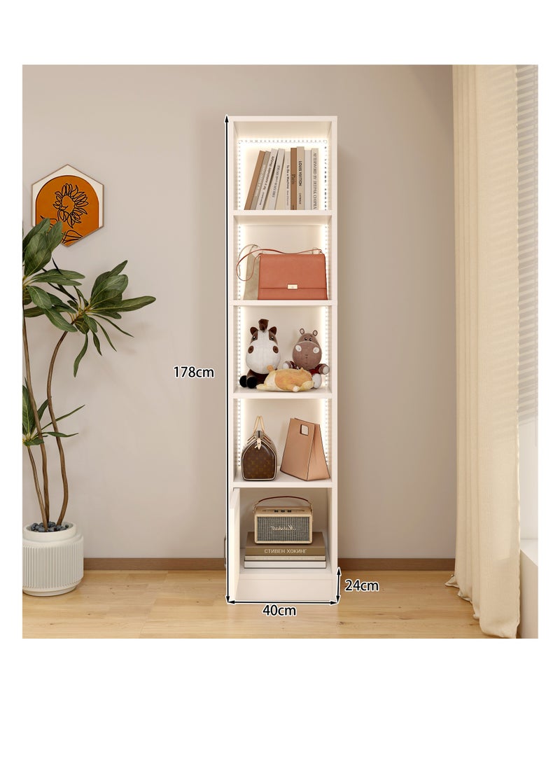 Bookcase with LED Lights - 4-Tier Open Bookshelf, Corner Display Cabinet & Handbag Storage Cabinet, Freestanding Storage Cabinet for Home Office Living Room Bedroom (SGG035) - Image 3