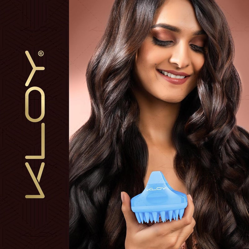 KLOY Hair Scalp Massager Shampoo Brush With Soft Silicone Bristles- Blue - Image 2