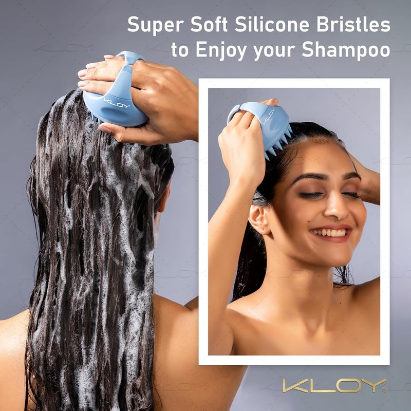 KLOY Hair Scalp Massager Shampoo Brush With Soft Silicone Bristles- Blue - Image 5
