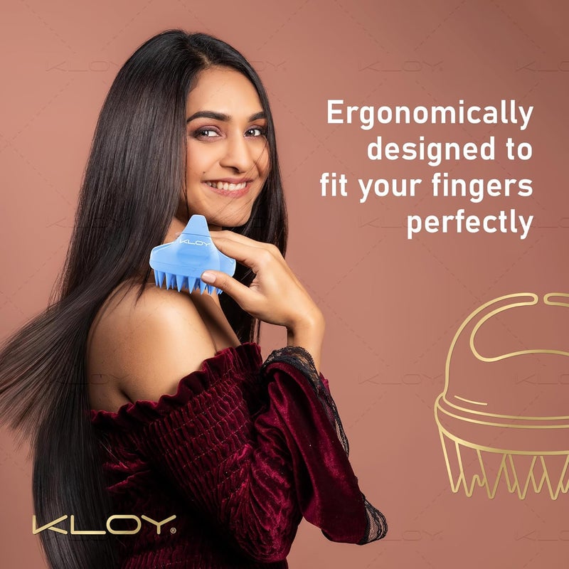 KLOY Hair Scalp Massager Shampoo Brush With Soft Silicone Bristles- Blue - Image 4