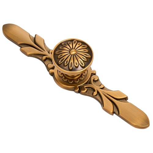 Aandxmok 10 Pack Antique Copper Knobs with Backplate - 1.22” Knob & 5.8” Plate - Rustic Drawer Knob for Decorative Flower Look, Kitchen Cabinet Knobs, Bedroom Dresser - Image 1