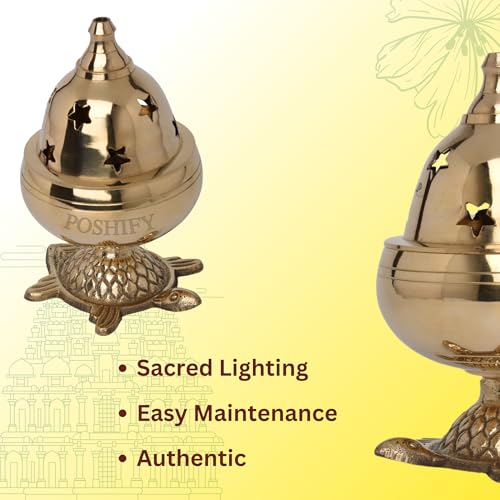 POSHIFY Goblet Diya with Kachua Base - Luxury Handcrafted Brass Puja Diya for Spiritual Growth, Meditation & Traditional Indian Decor - Image 4