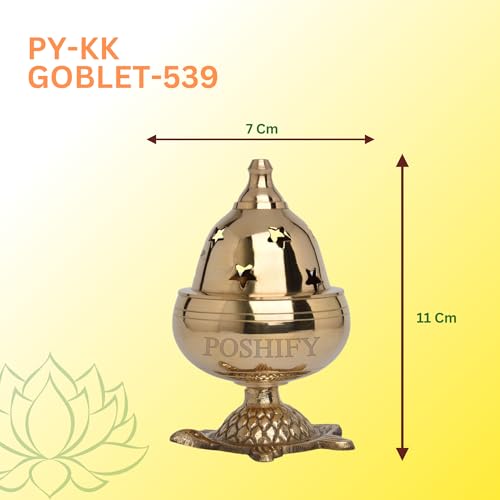 POSHIFY Goblet Diya with Kachua Base - Luxury Handcrafted Brass Puja Diya for Spiritual Growth, Meditation & Traditional Indian Decor - Image 2