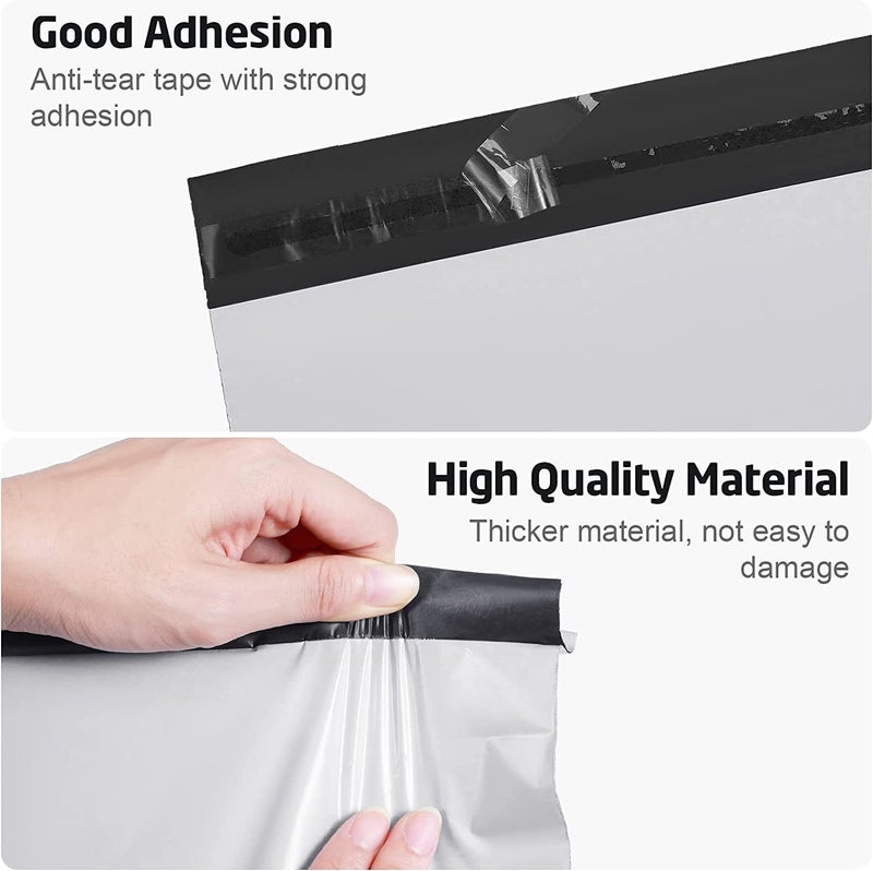 Securement Tamper Proof Plastic Courier Bag/Polybag with Pod for Packing - 50 Microns Ecommerce Packaging, Envelopes, Pouches & Covers - Tear-resistant Stretchable Secure Shipping, 10 x 12 Inch, White and Black, Pack of 50 - Image 2