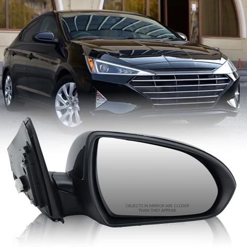 Clidr Passenger Side Mirror Compatible with 2017 2018 2019 2020 Hyundai Elantra Non-Heated Manual Folding Rear View Mirror Replace 87620F3050 Black 3 Pins - Image 1