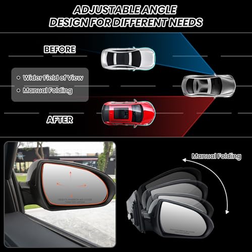 Clidr Passenger Side Mirror Compatible with 2017 2018 2019 2020 Hyundai Elantra Non-Heated Manual Folding Rear View Mirror Replace 87620F3050 Black 3 Pins - Image 4
