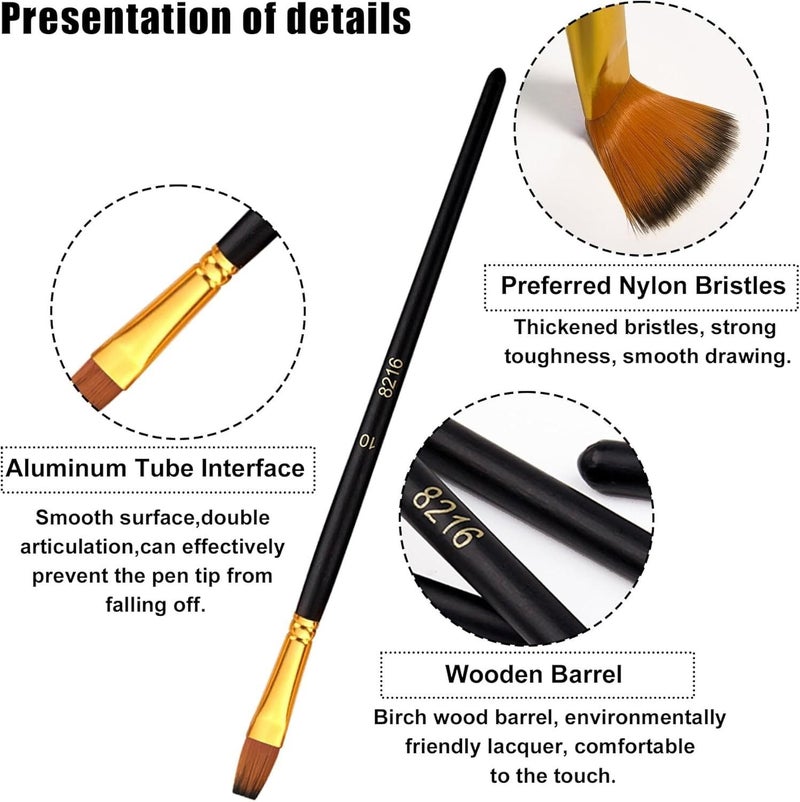 Freedy Craft Painting Brushes Set of 12 Professional Round Pointed Tip Nylon Hair Artist Acrylic Paint Brush for Acrylic/Watercolor/Oil Painting 14 - Image 2