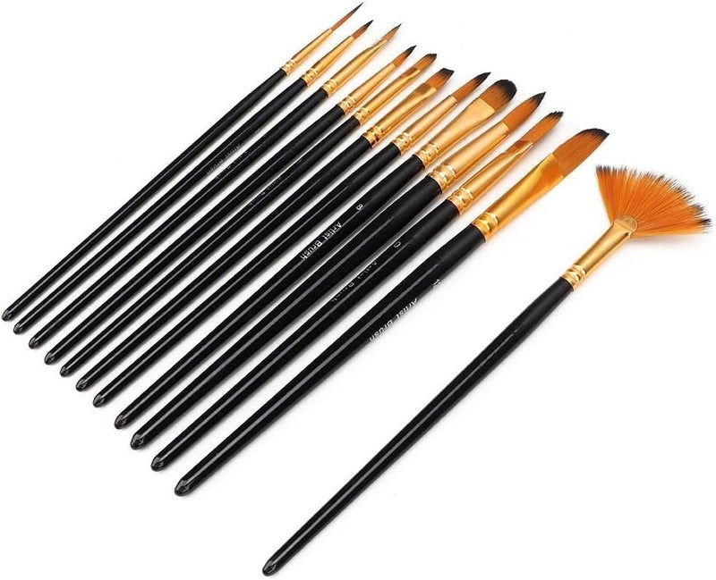 Freedy Craft Painting Brushes Set of 12 Professional Round Pointed Tip Nylon Hair Artist Acrylic Paint Brush for Acrylic/Watercolor/Oil Painting 14 - Image 1