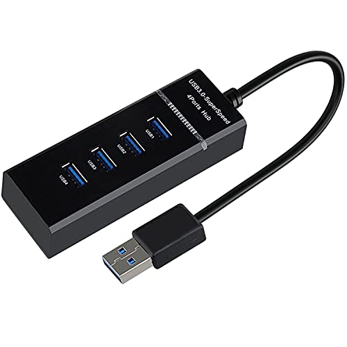 AYECEHI USB Hub 3.0 USB Port Splitter,4 Port High Speed USB Data Hub with LED Indicator for Laptop, PC, Computer, Mobile HDD, Keyboard,Mouse and More - Black - Image 1