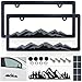BGGTMO Mountain License Plate Frames Gray on Black Mountain Raised Plastic Car Tag Holder Bracket with Screws Caps 2 Packs 2 Hole with Mountain Vinyl Sticker - Image 2