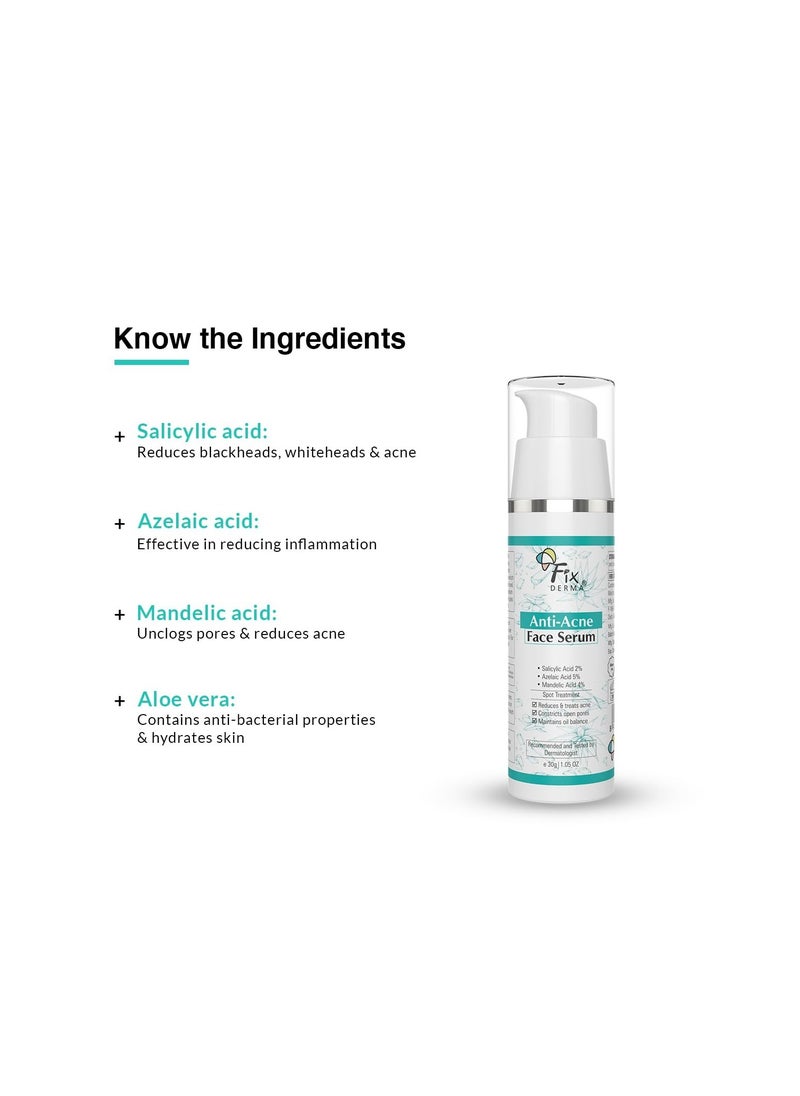 FIXDERMA Fixderma 2% Salicylic Acid Serum for Anti Acne & Spot Treatment with 5% Azelaic Acid & 4% Mandelic Acid | Anti Acne Face Serum | Face Serum for Men & Women | Face Serum for Oily Skin - 30g  - Image 4