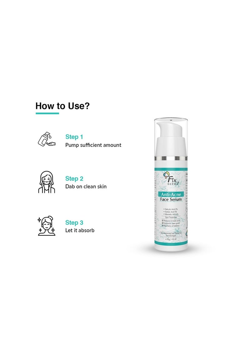 FIXDERMA Fixderma 2% Salicylic Acid Serum for Anti Acne & Spot Treatment with 5% Azelaic Acid & 4% Mandelic Acid | Anti Acne Face Serum | Face Serum for Men & Women | Face Serum for Oily Skin - 30g  - Image 5