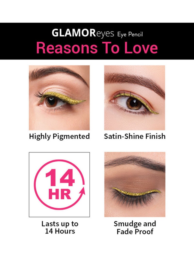 Nykaa Glamoreyes Colour Eye Pencil Kajal Golden Fleur 11 Smudgeproof Waterproof And Fadeproof Formula - Image 5