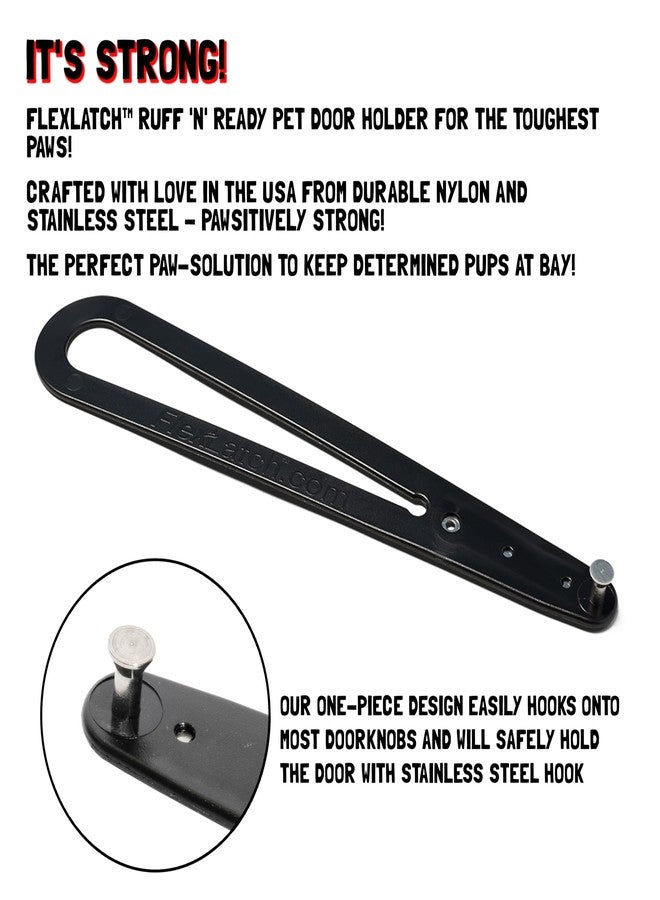 FlexLatch Cat Door Holder Latch - Black Cat Door Alternative Installs Fast Flex Latch Strap Let's Cats in and Keeps Dogs Out of Litter & Food. Safe Baby Proof One Piece No Measuring Extra Easy X-Large - Image 4