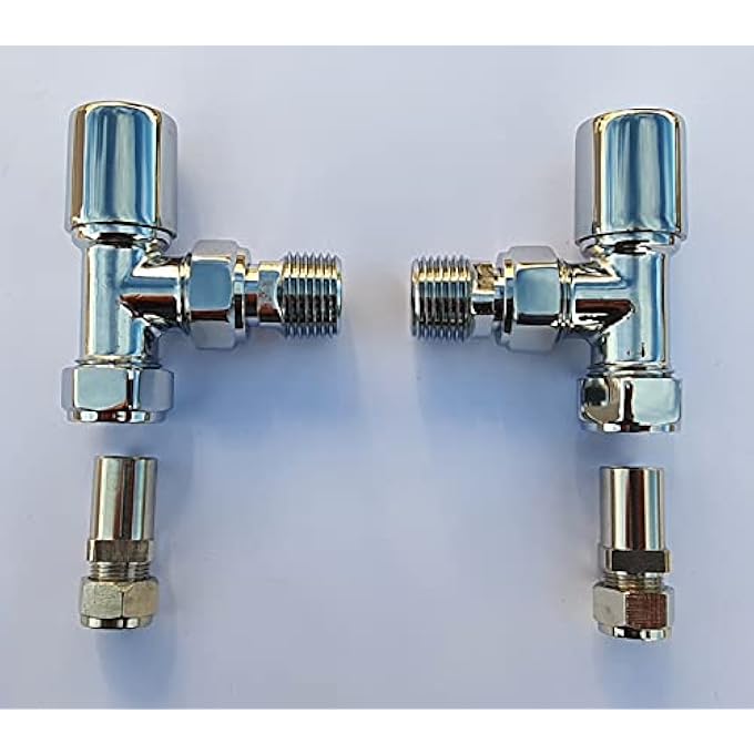 MILANO ANGLED CHROME 10MM TOWEL RAIL VALVES 1/2" /10MM RADIATOR VALVES - Image 2