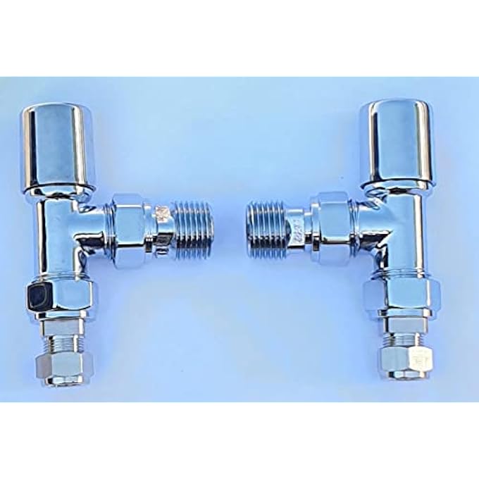MILANO ANGLED CHROME 10MM TOWEL RAIL VALVES 1/2" /10MM RADIATOR VALVES - Image 3