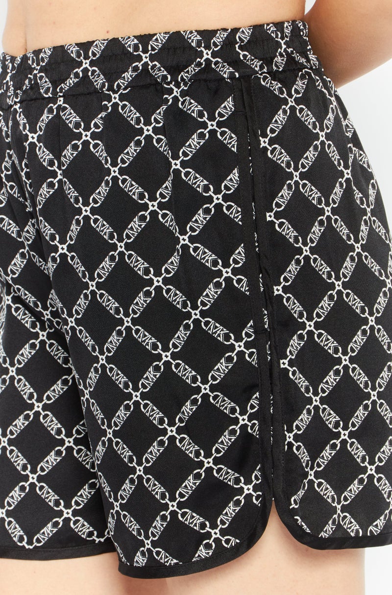 Michael Kors Women Monogram Satin Basic Shorts, Black  - Image 3