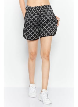 Michael Kors Women Monogram Satin Basic Shorts, Black  - Image 1