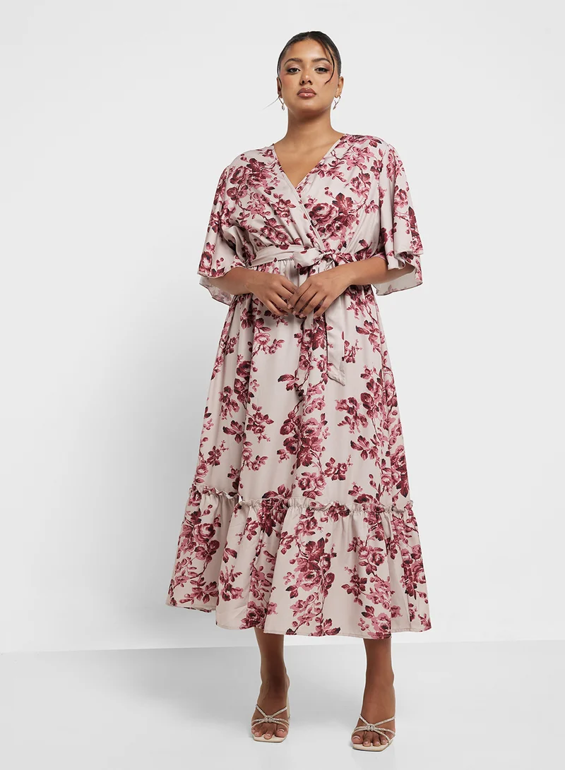 Ginger Plus Floral Print Midi Dress