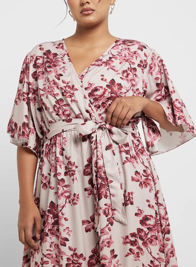Ginger Plus Floral Print Midi Dress