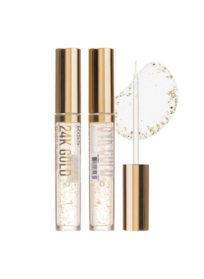 kiss new york Kiss New York 3 PACK Lip Oil Gloss, Hydrating Non-Sticky Lip Oil, 100% Natural Oil Clear Lip Gloss, Lightweight Lip Moisturizer (Gold & Honey & Coconut)  - Image 3