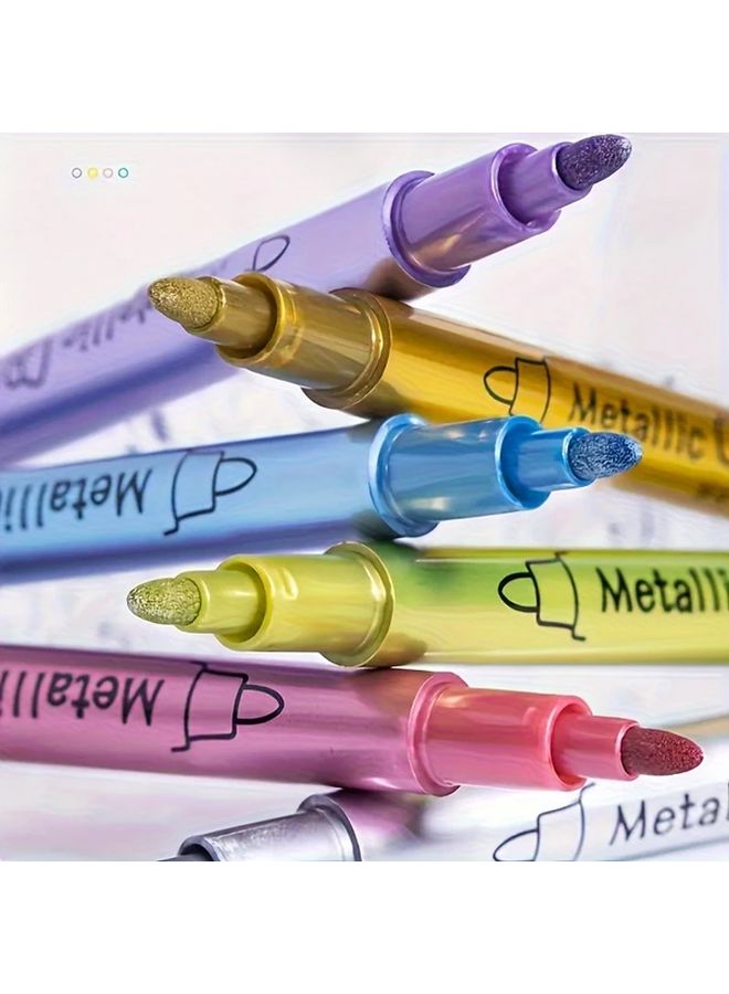 3 Colors Glitter Marker Pens Double Headed Brush And Fine Tip For DIY Crafts - Image 2