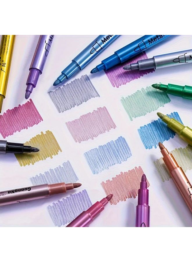3 Colors Glitter Marker Pens Double Headed Brush And Fine Tip For DIY Crafts - Image 5
