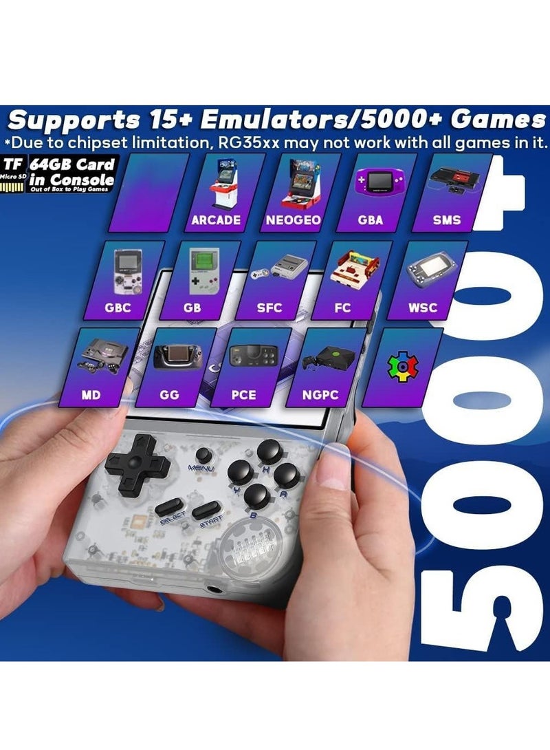 RG35XX Handheld Game Console, 3.5 Inch IPS Screen Linux System Retro Video Games Consoles, Portable Pocket Video Player with 5000+ Games (White, 64G) - Image 2
