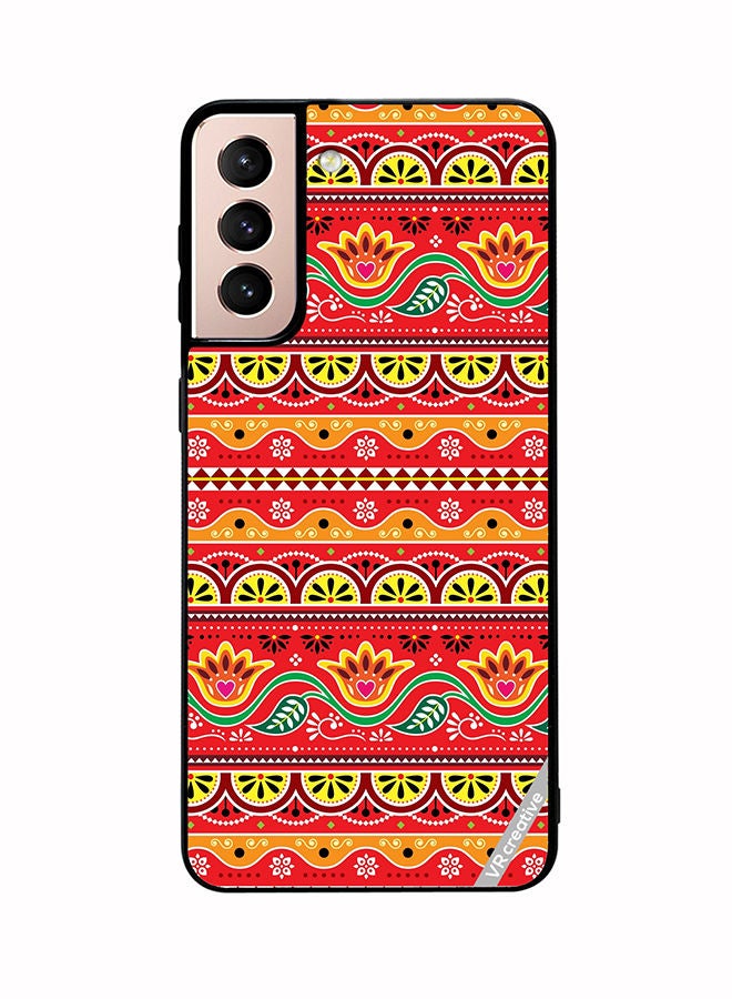 VR CREATIVE Protective Case Cover For Samsung Galaxy S21 5G Indian And Pakistani Flowers And Leaves In Red And Yellow Design Multicolour - Image 1