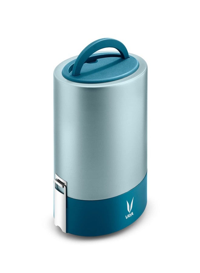 VAYA TYFFYN Lunch Box for Office for Men, Copper Finished Steel Lunch Box Without Bagmat,1000ml Vacuum Insulated Hot Lunch Box, Leakproof Hot Tiffin Box with 2 Containers,Blue - Image 2