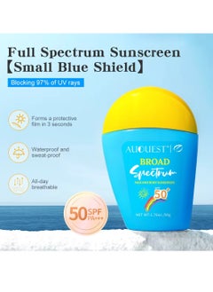 AuQuest 50g Sunscreen Cream for Face and Body SPF50+ Moisturizes and Helps Protect Skin Against Daily UVA UVB Rays Lightweight Water Sweat and Heat Resistant Broad Spectrum SPF 50 Sunscreen Cream  - Image 4